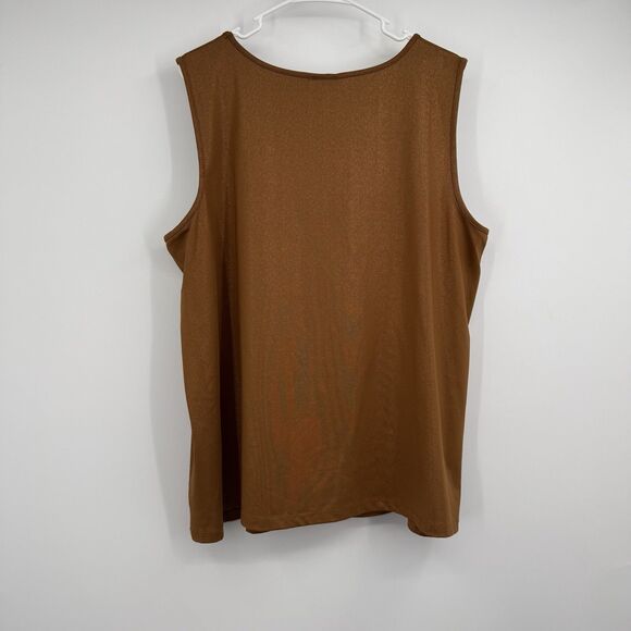 Maggie Barnes For Catherines Shimmery Gold Layering Tank Blouse 2X Holiday Party - Picture 3 of 6